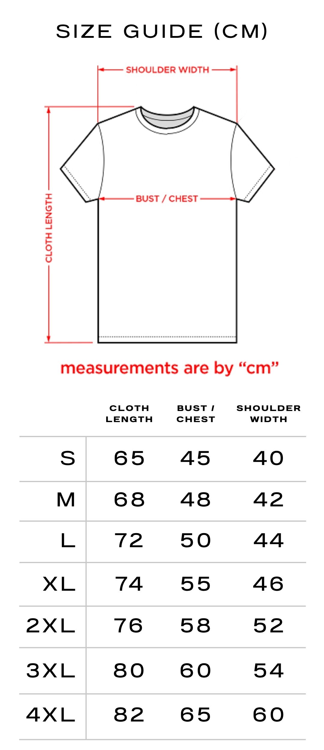 Size and fit chart